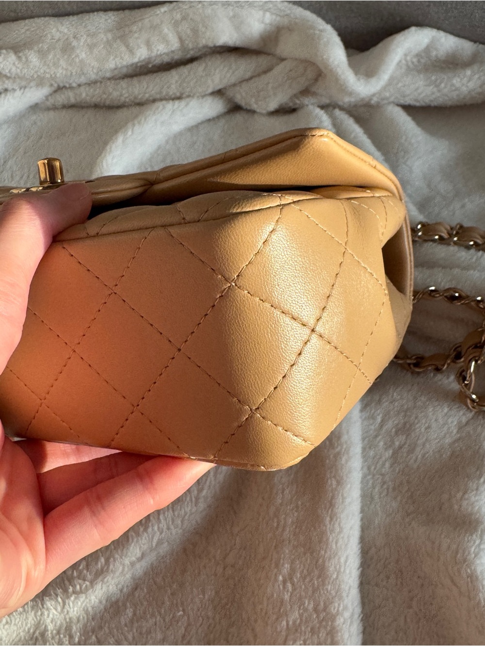 authentic CHANEL mini flap bag in beige excellent condition - Picture 12 of 16